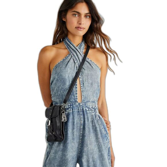 Free People C'est La Vie Convertible One Piece Jumpsuit Blue Pants Romper Medium - Picture 4 of 12